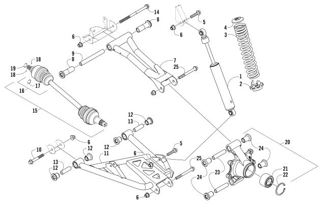 Parts Diagram for Arctic Cat 2015 XR 700 ATV REAR SUSPENSION ASSEMBLY