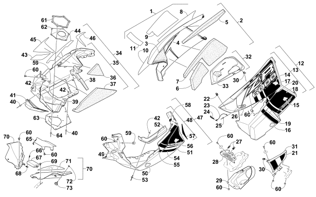 Parts Diagram for Arctic Cat 2015 ZR 6000 SNO PRO LTD ES SNOWMOBILE SKID PLATE AND SIDE PANEL ASSEMBLY