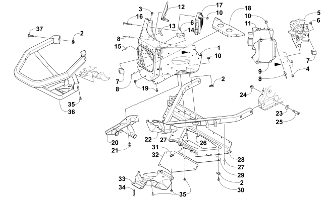 Parts Diagram for Arctic Cat 2016 XF 7000 CROSS-TOUR SNOWMOBILE FRONT BUMPER AND FRAME ASSEMBLY
