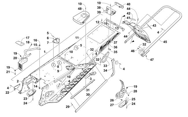 Parts Diagram for Arctic Cat 2015 XF 6000 CROSS-COUNTRY 141 SNOWMOBILE TUNNEL, REAR BUMPER, AND SNOWFLAP ASSEMBLY