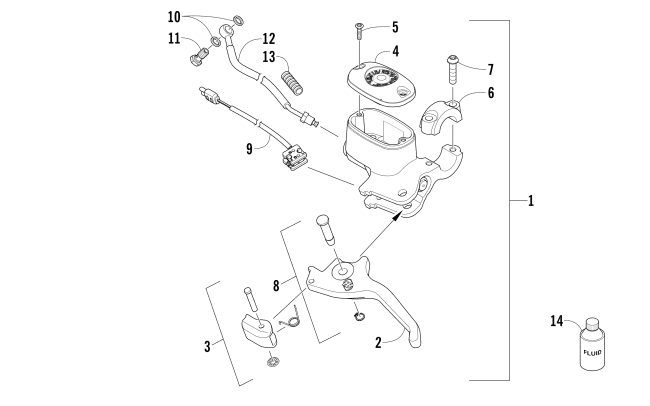 Parts Diagram for Arctic Cat 2017 ZR 6000 R SX SNOWMOBILE HYDRAULIC BRAKE CONTROL ASSEMBLY
