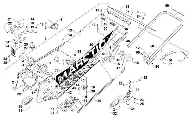 Parts Diagram for Arctic Cat 2015 ZR 6000 R SX SNOWMOBILE TUNNEL, REAR BUMPER, AND SNOWFLAP ASSEMBLY