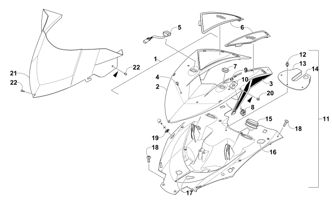 Parts Diagram for Arctic Cat 2015 ZR 6000 R SX SNOWMOBILE WINDSHIELD AND INSTRUMENTS ASSEMBLIES