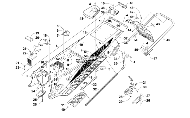 Parts Diagram for Arctic Cat 2015 ZR 4000 RR SNOWMOBILE TUNNEL, REAR BUMPER, AND SNOWFLAP ASSEMBLY