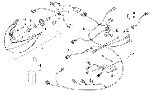 Parts Diagram for Arctic Cat 2015 ZR 4000 RR SNOWMOBILE HEADLIGHT AND WIRING ASSEMBLIES