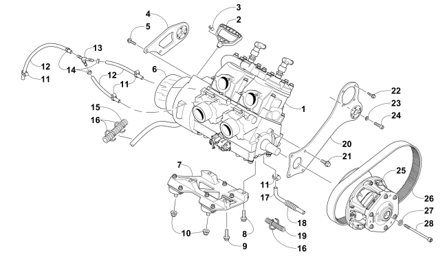 Parts Diagram for Arctic Cat 2016 ZR 4000 RR 129 SNOWMOBILE ENGINE AND RELATED PARTS