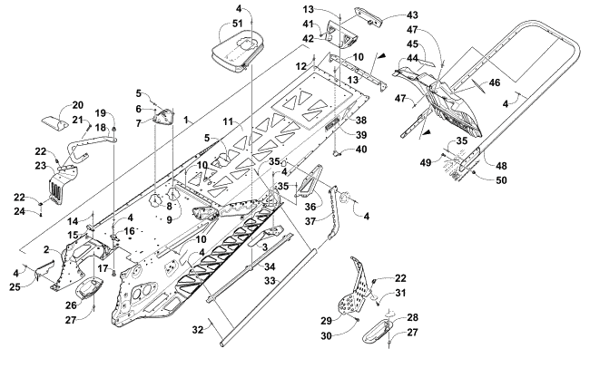 Parts Diagram for Arctic Cat 2015 M 6000 ES 153 SNOWMOBILE TUNNEL, REAR BUMPER, AND SNOWFLAP ASSEMBLY