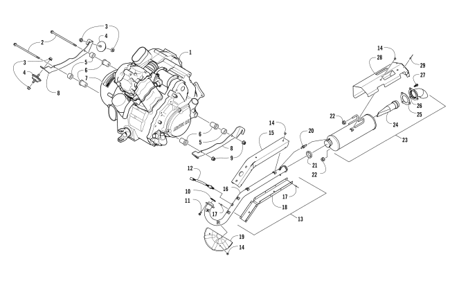 Parts Diagram for Arctic Cat 2016 HDX 700 XT ATV ENGINE AND EXHAUST (SER. #  302246 AND BELOW)