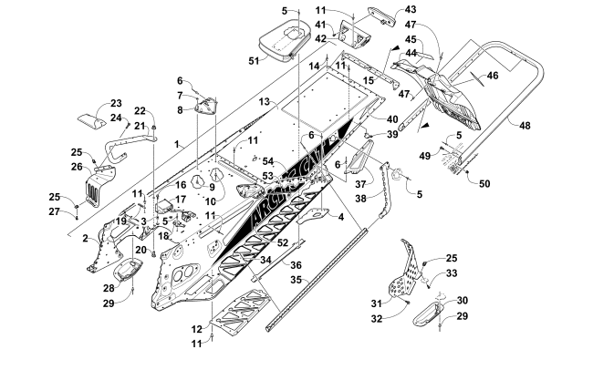 Parts Diagram for Arctic Cat 2015 ZR 9000 SNO PRO RR SNOWMOBILE TUNNEL, REAR BUMPER, AND SNOWFLAP ASSEMBLY