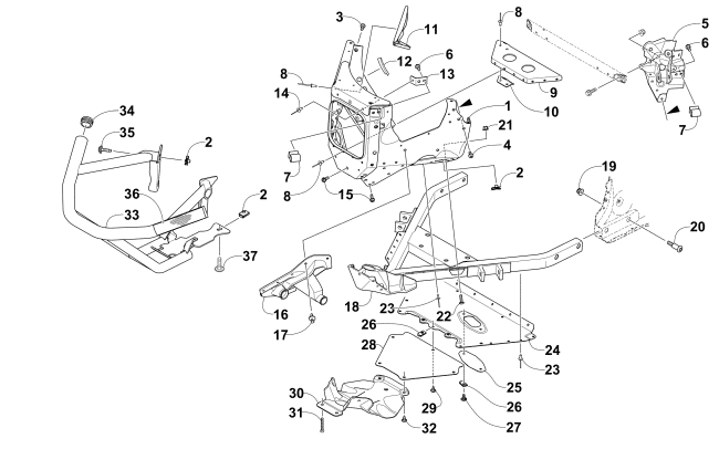 Parts Diagram for Arctic Cat 2015 XF 9000 CROSS-COUNTRY LTD 141 SNOWMOBILE FRONT BUMPER AND FRAME ASSEMBLY