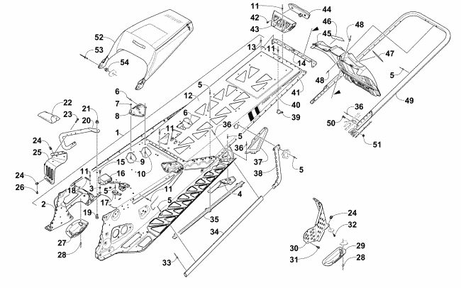 Parts Diagram for Arctic Cat 2015 XF 9000 HIGH COUNTRY LTD 141 SNOWMOBILE TUNNEL, REAR BUMPER, AND SNOWFLAP ASSEMBLY