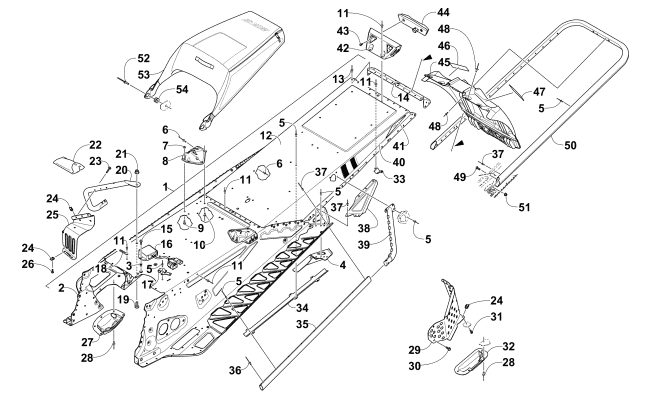 Parts Diagram for Arctic Cat 2015 XF 9000 CROSS-COUNTRY LTD 141 SNOWMOBILE TUNNEL, REAR BUMPER, AND SNOWFLAP ASSEMBLY