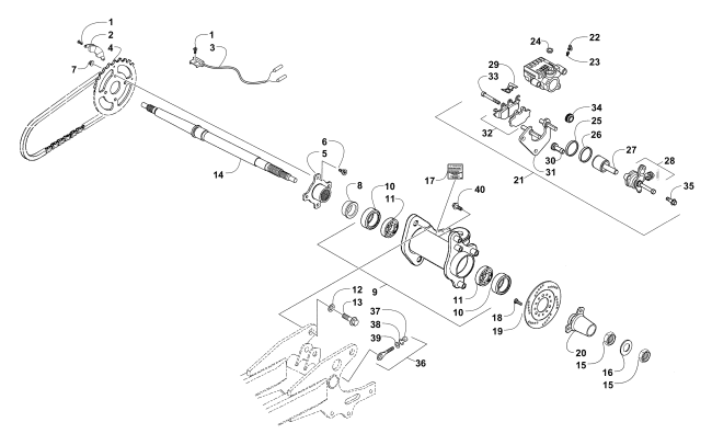 Parts Diagram for Arctic Cat 2017 150 UTILITY ATV REAR AXLE AND BRAKE ASSEMBLY