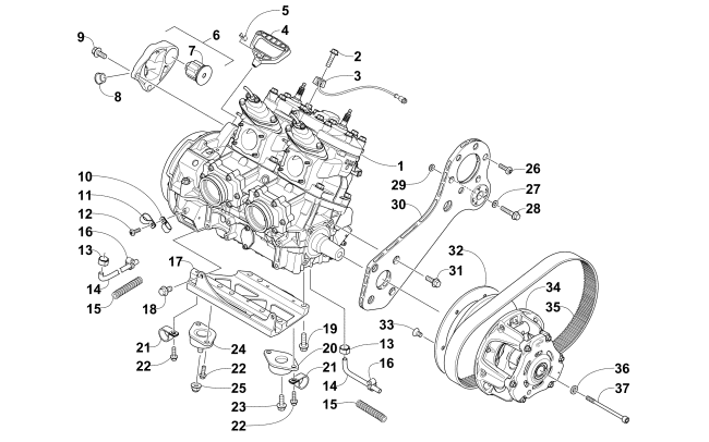Parts Diagram for Arctic Cat 2016 M 6000 153 SNOWMOBILE ENGINE AND RELATED PARTS