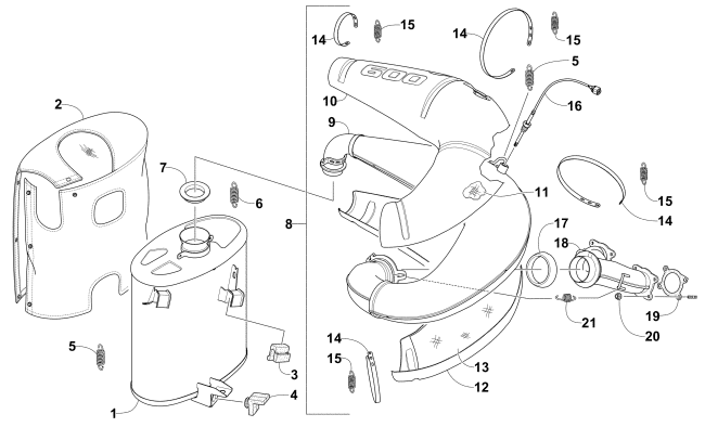 Parts Diagram for Arctic Cat 2016 ZR 6000 RR SNOWMOBILE EXHAUST ASSEMBLY
