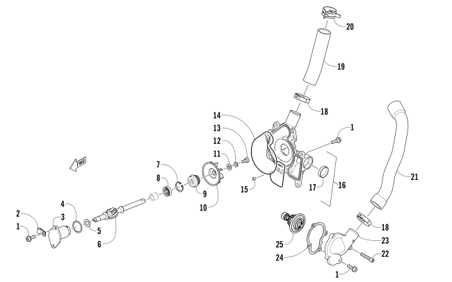 Parts Diagram for Arctic Cat 2016 ZR 6000 SNO PRO ES 137 SNOWMOBILE WATER PUMP AND THERMOSTAT