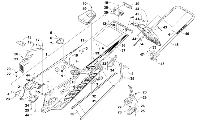 Parts Diagram for Arctic Cat 2016 M 6000 ES 141 SNOWMOBILE TUNNEL, REAR BUMPER, AND SNOWFLAP ASSEMBLY