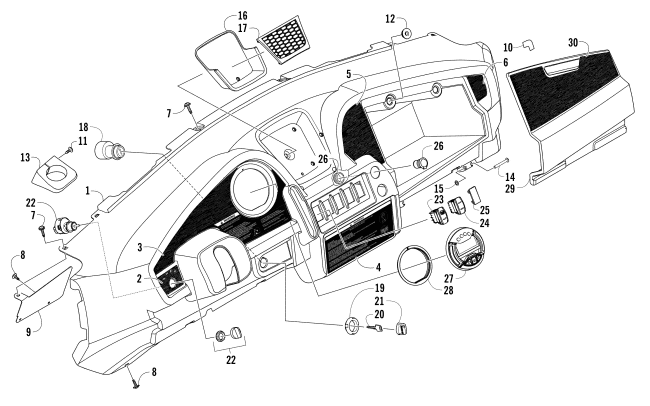 Parts Diagram for Arctic Cat 2015 PROWLER 550 XT ATV DASH ASSEMBLY
