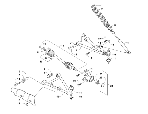 Parts Diagram for Arctic Cat 2015 PROWLER 550 XT ATV FRONT SUSPENSION ASSEMBLY