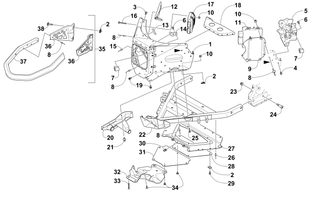 Parts Diagram for Arctic Cat 2016 XF 7000 CROSSTREK SNOWMOBILE FRONT BUMPER AND FRAME ASSEMBLY