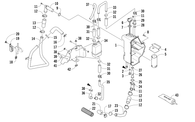 Parts Diagram for Arctic Cat 2018 XF 7000 CROSSTOUR SNOWMOBILE OIL TANK ASSEMBLY