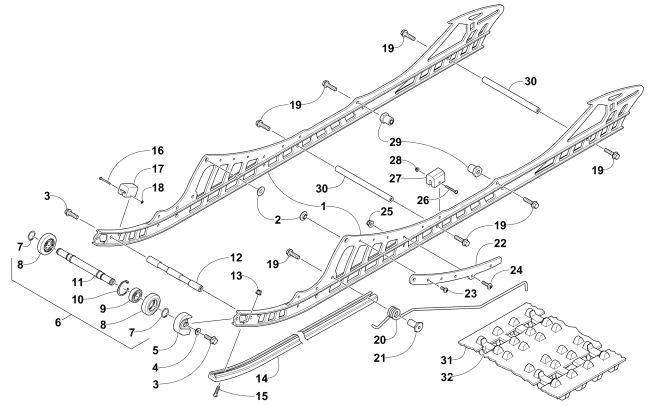 Parts Diagram for Arctic Cat 2016 M 9000 LTD 162 SNOWMOBILE SLIDE RAIL AND TRACK ASSEMBLY