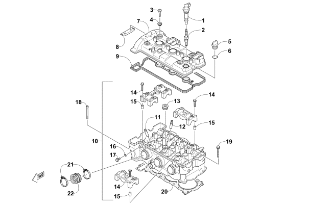 Parts Diagram for Arctic Cat 2016 XF 7000 CROSSTREK SNOWMOBILE CYLINDER HEAD ASSEMBLY