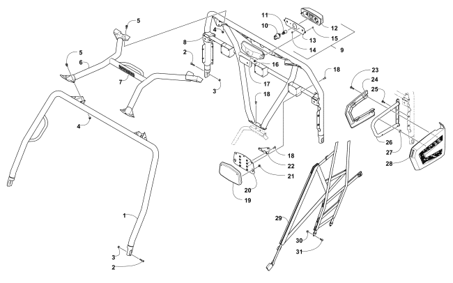 Parts Diagram for Arctic Cat 2015 PROWLER 700 HDX KE ATV ROPS AND TAILLIGHT ASSEMBLY