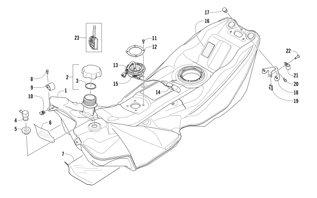 Parts Diagram for Arctic Cat 2016 XF 7000 CROSS-TOUR SNOWMOBILE GAS TANK ASSEMBLY