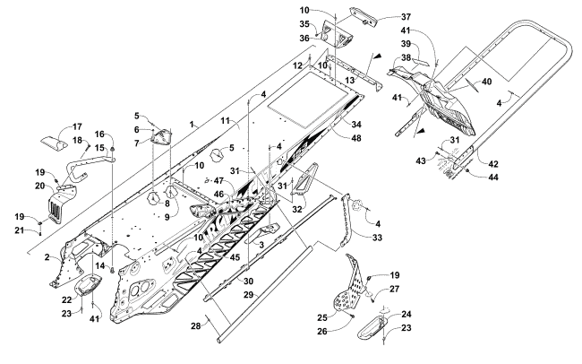 Parts Diagram for Arctic Cat 2016 M 8000 HARDCORE LTD 153 SNOWMOBILE TUNNEL, REAR BUMPER, AND SNOWFLAP ASSEMBLY