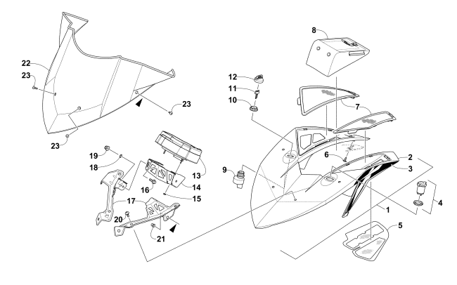 Parts Diagram for Arctic Cat 2016 M 8000 LTD 153 EARLY BUILD SNOWMOBILE WINDSHIELD AND INSTRUMENTS ASSEMBLIES