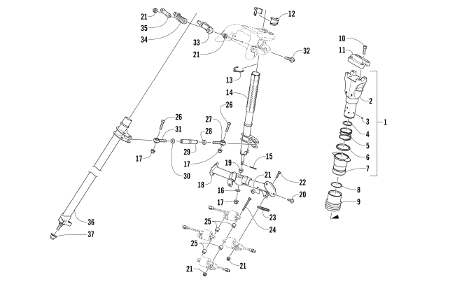 Parts Diagram for Arctic Cat 2016 XF 8000 HIGH COUNTRY 141 SNO PRO EARLY BUILD SNOWMOBILE STEERING POST ASSEMBLY