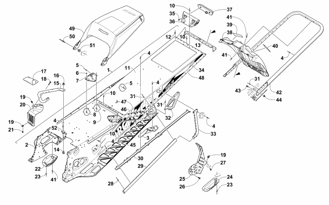 Parts Diagram for Arctic Cat 2016 M 8000 LTD 153 ES SNOWMOBILE TUNNEL, REAR BUMPER, AND SNOWFLAP ASSEMBLY