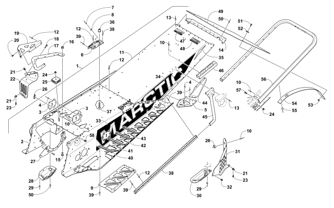 Parts Diagram for Arctic Cat 2016 ZR 6000 R SX SNOWMOBILE TUNNEL, REAR BUMPER, AND SNOWFLAP ASSEMBLY