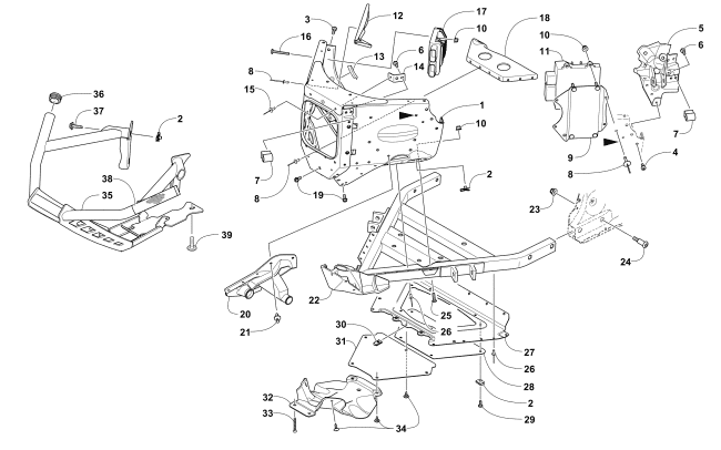 Parts Diagram for Arctic Cat 2016 ZR 7000 LTD 137 SNOWMOBILE FRONT BUMPER AND FRAME ASSEMBLY
