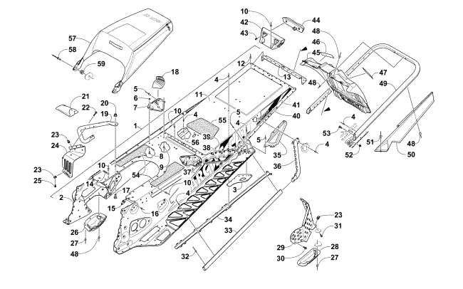 Parts Diagram for Arctic Cat 2016 ZR 7000 LTD 137 SNOWMOBILE TUNNEL, REAR BUMPER, AND SNOWFLAP ASSEMBLY