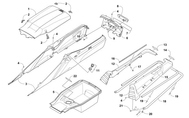 Parts Diagram for Arctic Cat 2016 XF 7000 CROSSTOUR SNOWMOBILE REAR BUMPER, STORAGE, AND TAILLIGHT ASSEMBLY