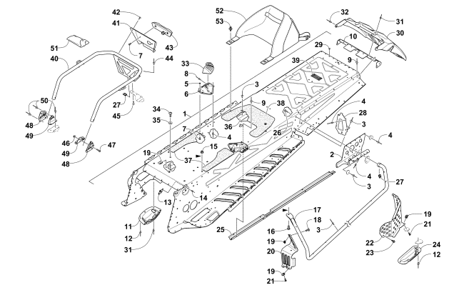 Parts Diagram for Arctic Cat 2016 BEARCAT 3000 LT SNOWMOBILE TUNNEL AND REAR RACK ASSEMBLY