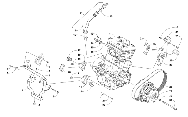Parts Diagram for Arctic Cat 2016 BEARCAT 3000 LT SNOWMOBILE ENGINE AND RELATED PARTS