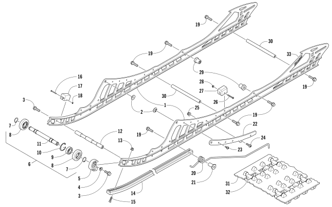 Parts Diagram for Arctic Cat 2016 M 6000 SNO PRO SNOWMOBILE SLIDE RAIL AND TRACK ASSEMBLY