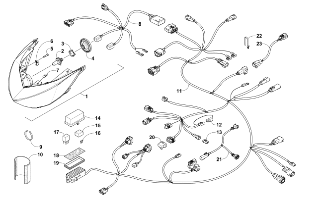Parts Diagram for Arctic Cat 2016 ZR 6000 R XC SNOWMOBILE HEADLIGHT AND WIRING ASSEMBLIES