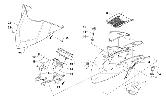 Parts Diagram for Arctic Cat 2016 M 8000 SE 141 SNOWMOBILE WINDSHIELD AND INSTRUMENTS ASSEMBLIES