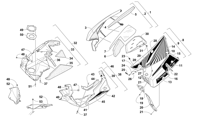 Parts Diagram for Arctic Cat 2016 XF 7000 CROSSTOUR SNOWMOBILE SKID PLATE AND SIDE PANEL ASSEMBLY