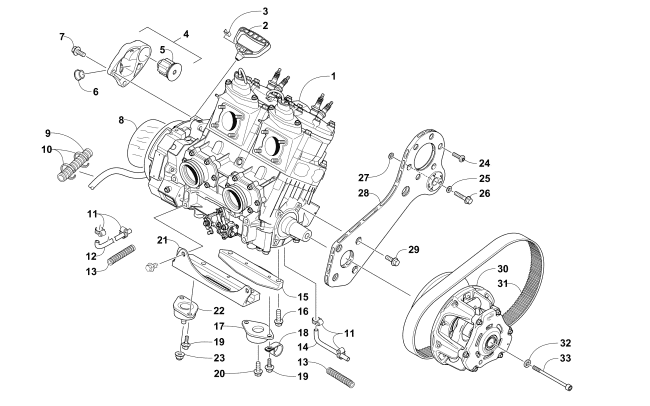 Parts Diagram for Arctic Cat 2016 XF 8000 HIGH COUNTRY LTD ES 141 SNOWMOBILE ENGINE AND RELATED PARTS