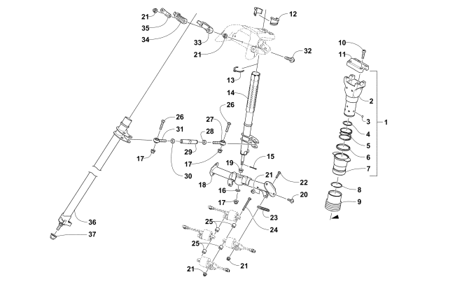 Parts Diagram for Arctic Cat 2017 XF 8000 HIGH COUNTRY LTD ES 153 SNOWMOBILE STEERING POST ASSEMBLY