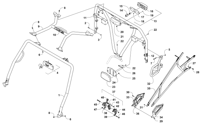 Parts Diagram for Arctic Cat 2016 PROWLER 700 XT EPS ATV ROPS AND TAILLIGHT ASSEMBLY