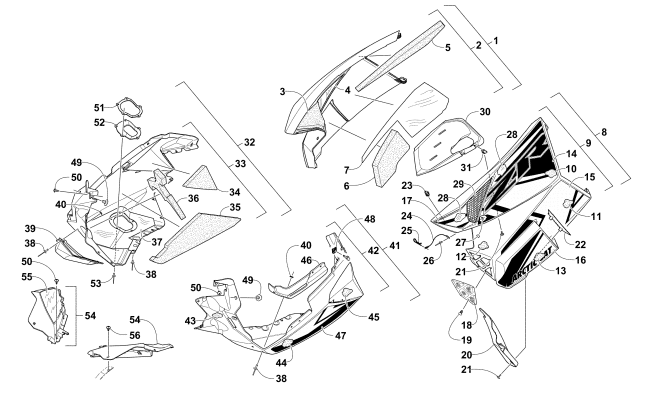 Parts Diagram for Arctic Cat 2016 ZR 5000 LXR SNOWMOBILE SKID PLATE AND SIDE PANEL ASSEMBLY