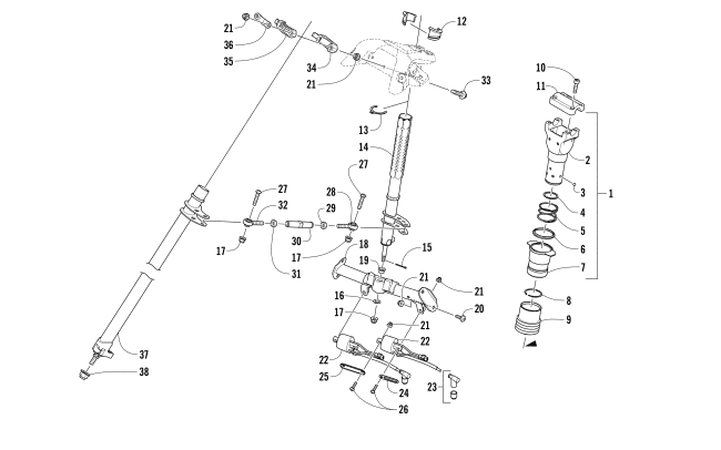 Parts Diagram for Arctic Cat 2016 XF 6000 HIGH COUNTRY 141 SNOWMOBILE STEERING POST ASSEMBLY