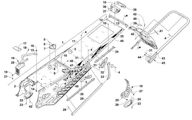 Parts Diagram for Arctic Cat 2016 M 8000 HARDCORE LTD 162 SNOWMOBILE TUNNEL, REAR BUMPER, AND SNOWFLAP ASSEMBLY