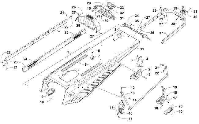 Parts Diagram for Arctic Cat 2016 BEARCAT 7000 XT GROOMER SPECIAL SNOWMOBILE TUNNEL AND REAR RACK ASSEMBLY